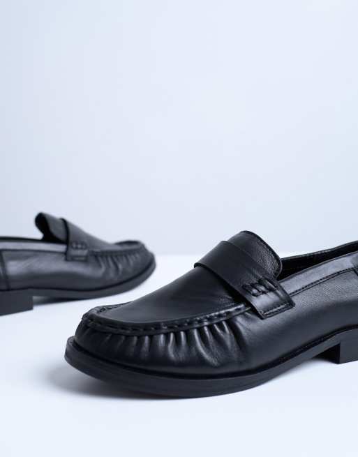 Topshop – Carey – Echtleder-Loafer in Schwarz mit gerafftem Detail, 3 von 4