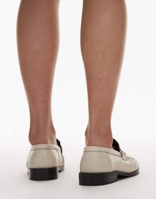 Topshop Carey Leather Loafers With Ruched Detail