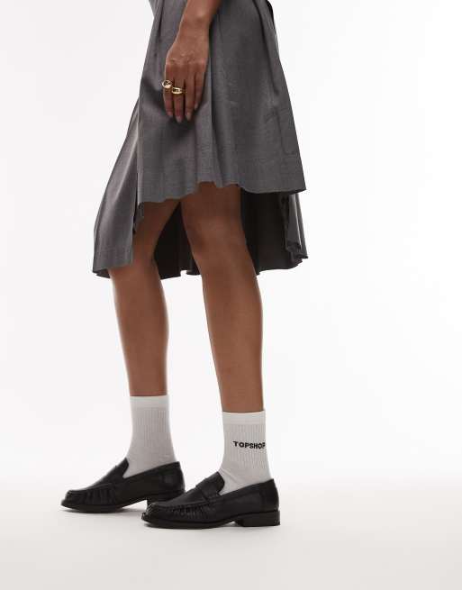 Topshop – Carey – Leder-Loafer in Schwarz mit gerafftem Detail, 2 von 4