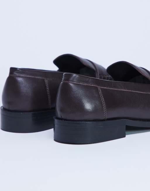 Topshop – Carey – Loafer aus Echtleder in Schokobraun mit Raffung, 4 von 4