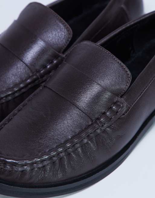 Topshop - Carey - Mocassins en cuir véritable à détails froncés - Marron chocolat, 2 de 4