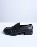 [Topshop] Topshop Carey real leather loafers with ruched detail in black 36 BLACK