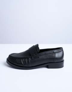 Carey real leather loafers with ruched detail in black