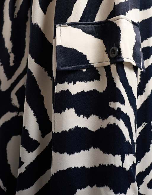 Topshop - Cargobukser med ekstremt brede ben og zebraprint i satin, 5 af 5