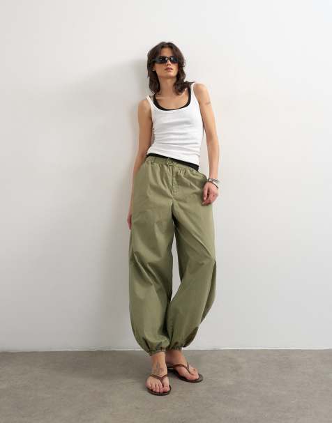 Topshop – Cargohose aus Ripstop in Khaki mit Ballon-Schnitt - view 1