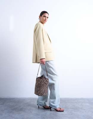 Topshop Carla Cross Body Canvas Bucket Bag In Black