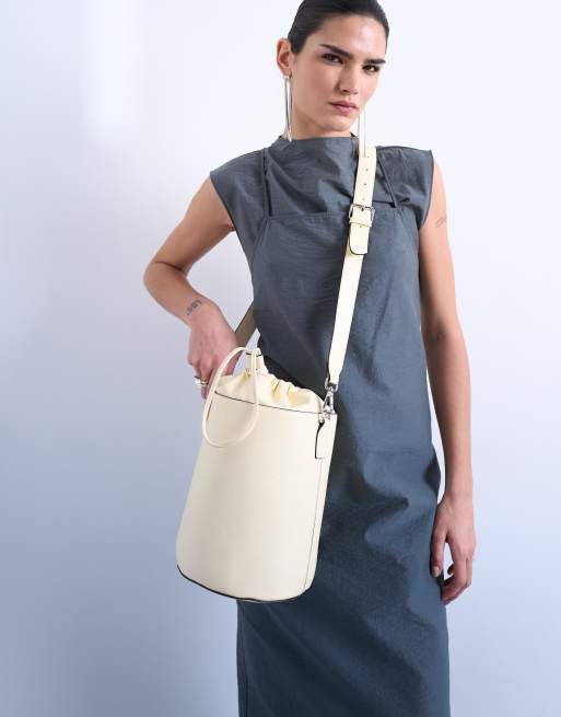 Topshop Carla large cross body bucket bag in buttermilk, 2 of 4