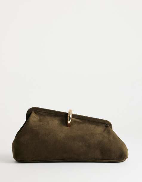 Topshop Carlie medium clutch med hardware i khaki - view 1