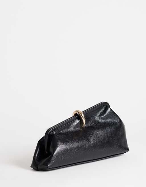 Topshop – Carlie – Mittelgroße Clutch in Schwarz mit Metalldetail, 3 von 4