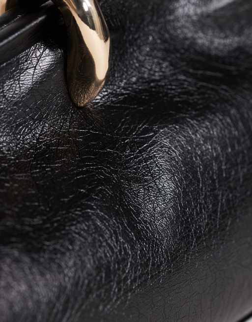 Topshop – Carlie – Mittelgroße Clutch in Schwarz mit Metalldetail, 4 von 4