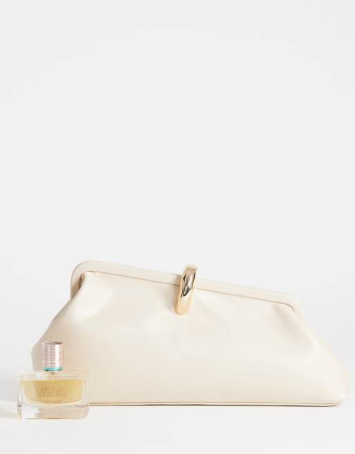 Topshop – Carlie – Mittelgroße Clutch in Steinbeige mit Metalldetail, 2 von 4