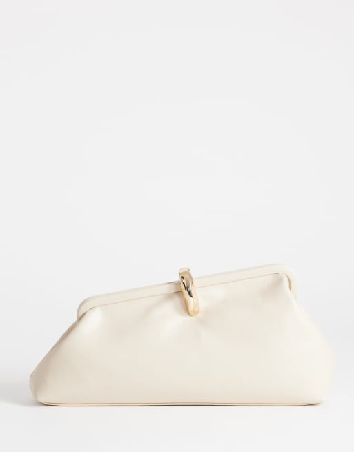Topshop – Carlie – Mittelgroße Clutch in Steinbeige mit Metalldetail, 4 von 4