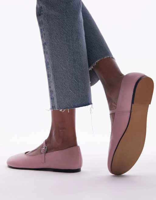 Topshop - Carmen - Ballerines en cuir à bout rond - Rose, 2 de 4