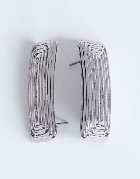 Topshop - Carmen - Boucles d'oreilles rectangulaires - Argenté - view 1