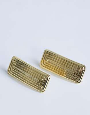 Topshop - Carmen - Rechteckige Ohrstecker in Goldoptik-Goldfarben