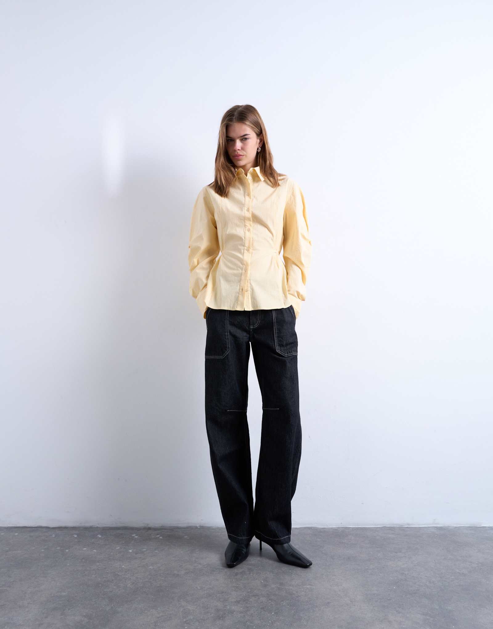 Джинсы Topshop carpenter barrel черного цвета с полосканием