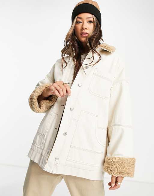 Topshop cream denim on sale jacket