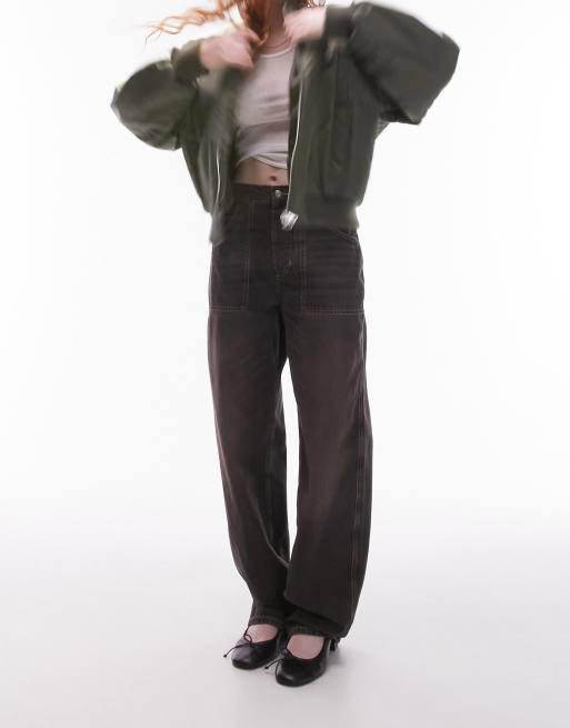 Topshop carpenter jean in brown tint