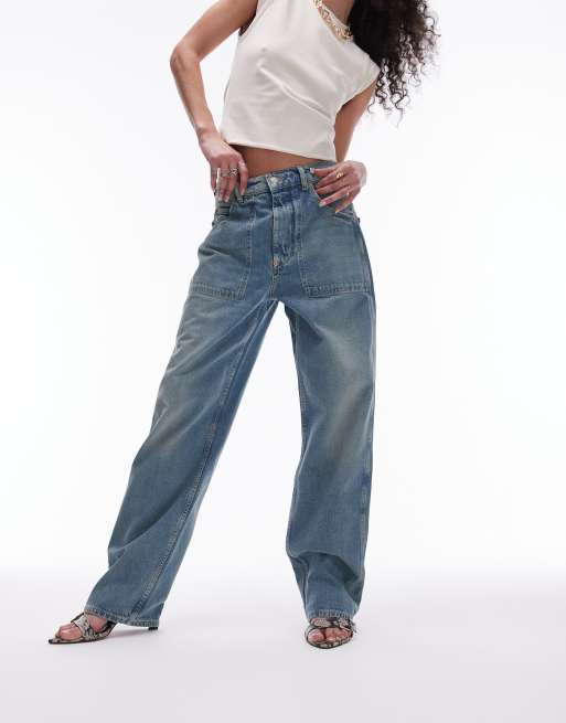 Topshop Carpenter jeans in dirty bleach