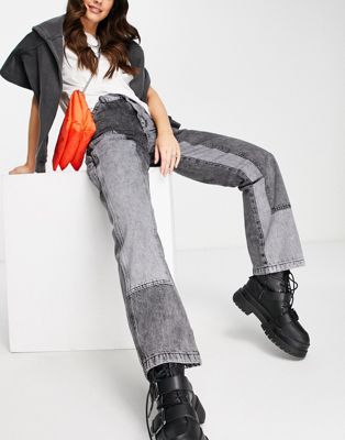 Topshop Carpenter jeans in grey colour block