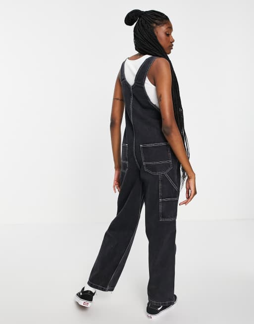 Topshop – Carpenter-Latzhose in verwaschenem Schwarz, 2 von 4