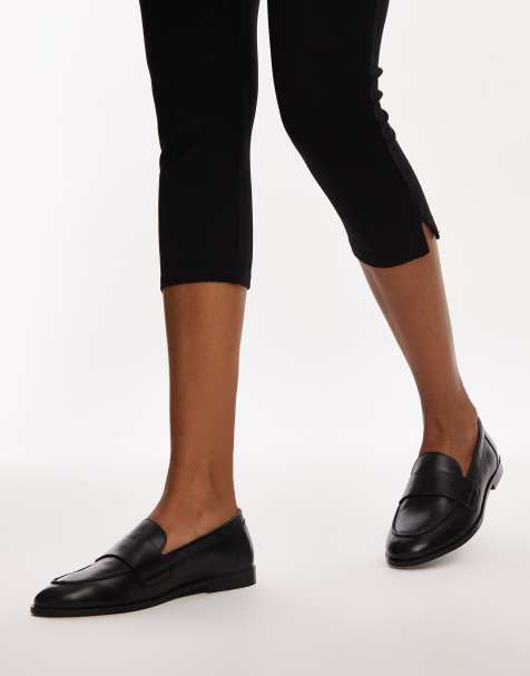 Topshop Carrie leather loafers in black - view 1