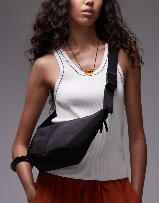 Topshop Carrie nylon cross-body bag in black