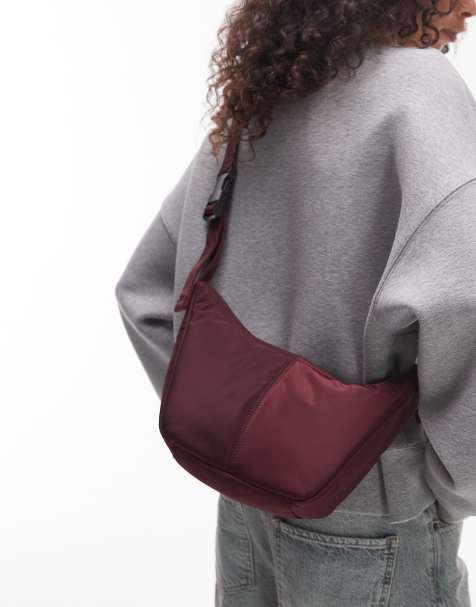 Topshop Carrie nylon cross body bag in burgundy - view 1