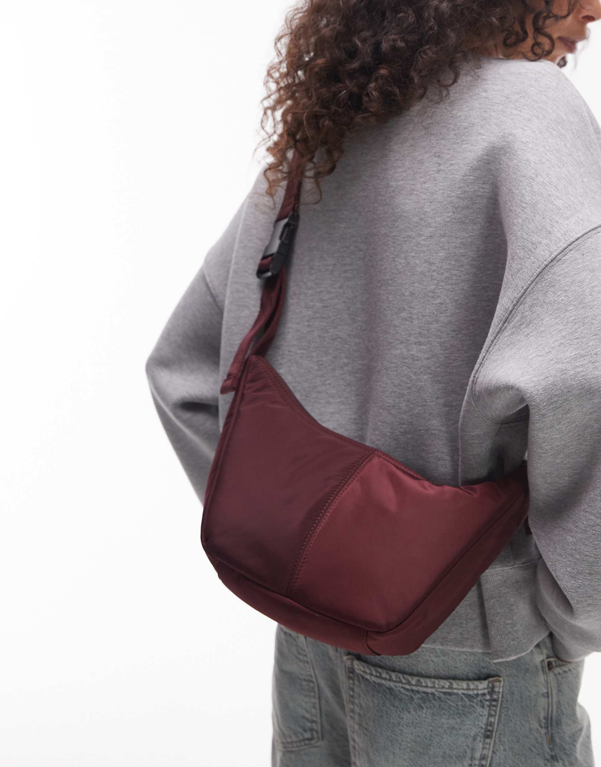 topshop carrie nylon cross-body bag in burgundy