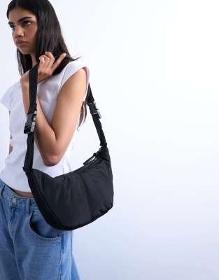 Topshop - Carrie - Sac bandoulière en nylon - Noir