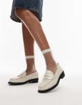 [Topshop] Topshop Carter loafers with ruched detail in off white crocodile print 39 Off white croc