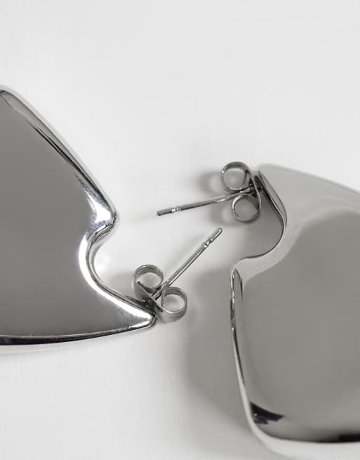 Topshop - Casey - Créoles chunky résistantes à l'eau en acier inoxydable - Argenté, 5 de 5