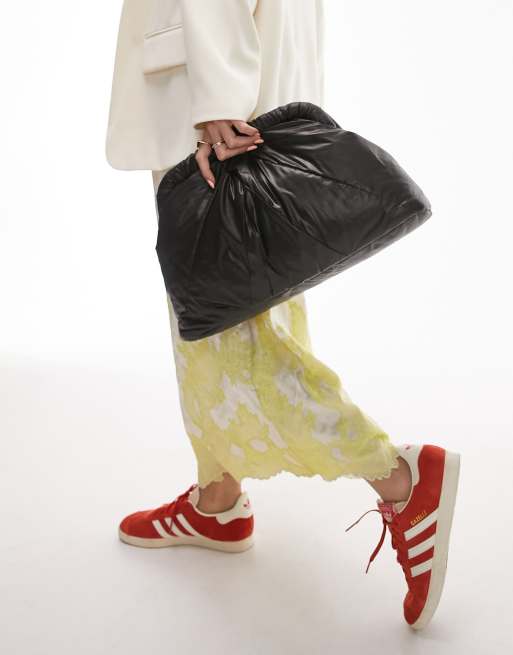 Casey oversized ruched clutch bag in black ASOS