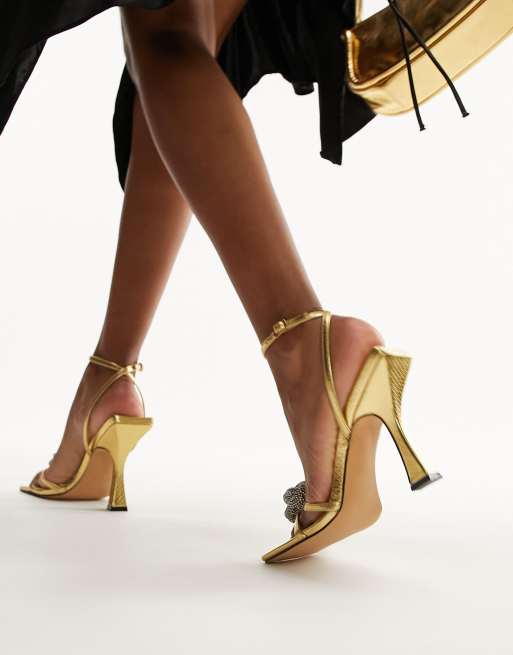 Topshop - Casey - Sandales à talon ornementées en deux-parties - Doré, 4 de 4
