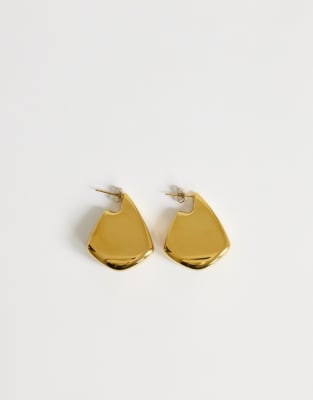 Topshop Casey waterproof chunky hoop earrings in stainless gold