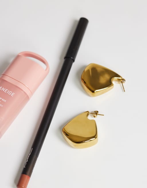 Topshop Casey waterproof chunky hoop earrings in stainless gold, 3 of 4
