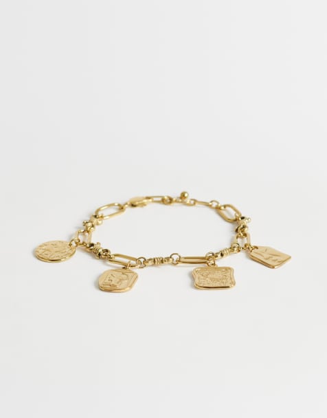 Topshop - Casidy - Bracelet chaîne en acier inoxydable résistant à l'eau à charms - Doré - view 1