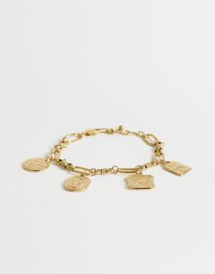 Casidy waterproof stainless steel chain bracelet with charms in gold