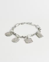 Topshop Casidy waterproof stainless steel chain bracelet with charms in silver