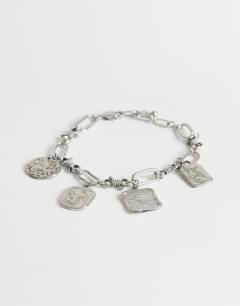 Model wearing Casidy waterproof stainless steel chain bracelet with charms in silver