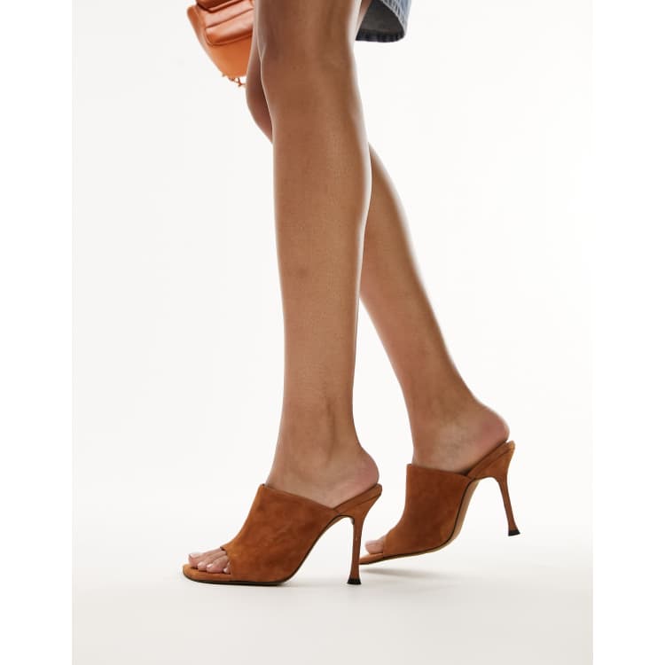 Suede mules online heels