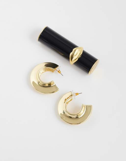 Topshop Cassie chunky hoop earrings in gold tone, 5 of 5
