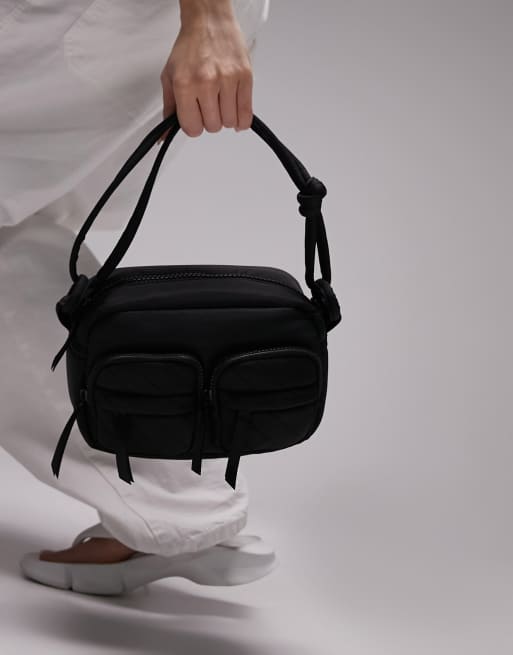 Topshop Cassie nylon crossbody bag in black, 4 of 4