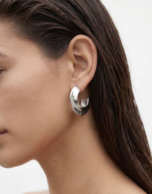 Topshop - Cassie - Sølvfarvede chunky hoop-øreringe, 2 af 5