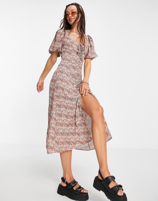 Topshop printed cheap button midi dress