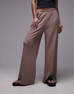 casual plisse pants in washed rose-Pink