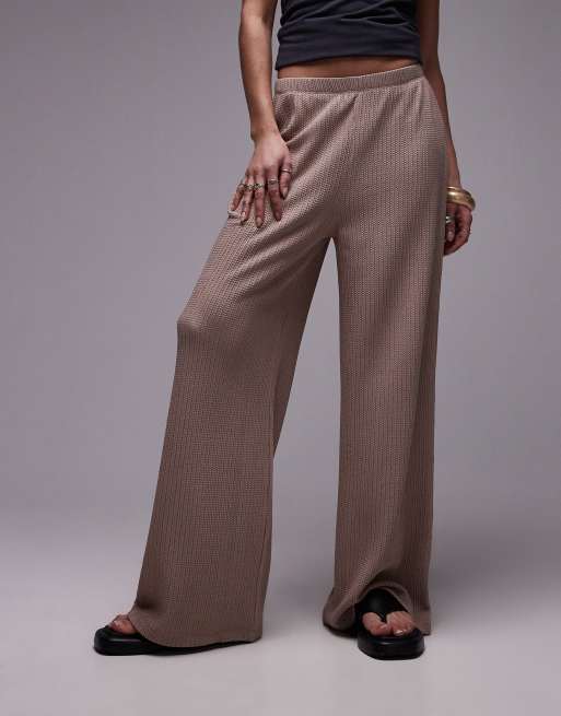 Topshop casual plisse pants in washed rose