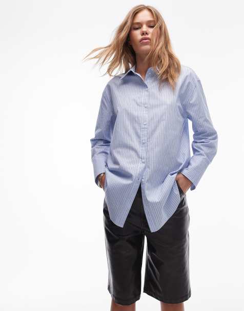 Topshop casual shirt in blue stripe - view 1