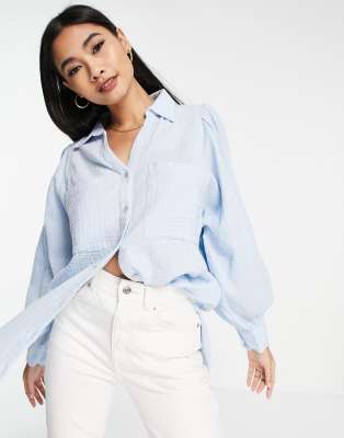 Topshop casual shirt in light blue-Pink