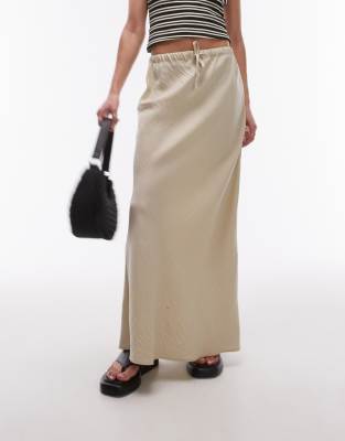 Topshop Casual Twill Drawstring Skirt In Black-green In Green